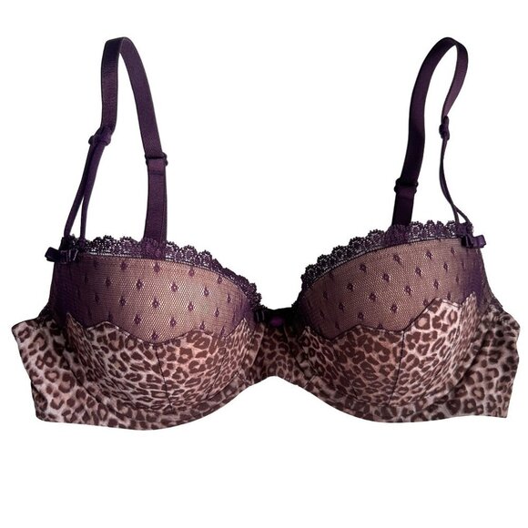 Felina Lingerie Purple Leopard Print Push-Up Bra NWOT Size 34C - Picture 2 of 8